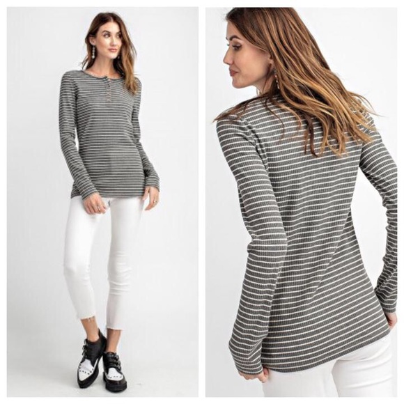 Pin Striped Henley Tee - Picture 1 of 1